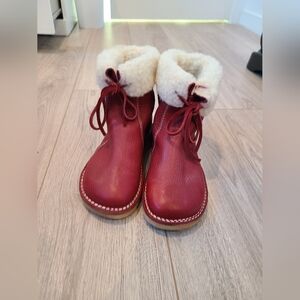 Duckfeet Arhus red unisex leather wool lined boots, size 37